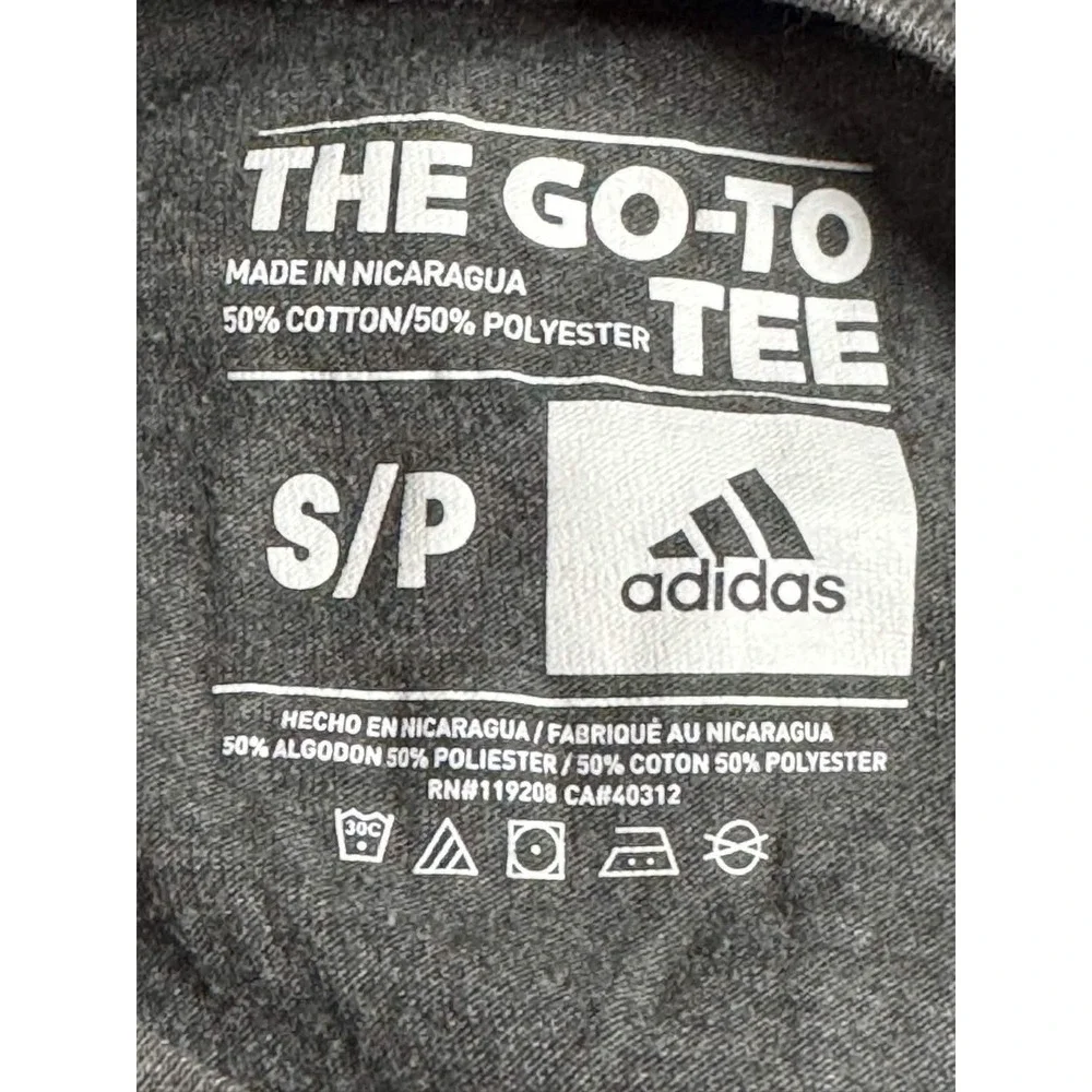 Adidas Womens Small The Go To Tee Grey Graphic T Shirt Logo